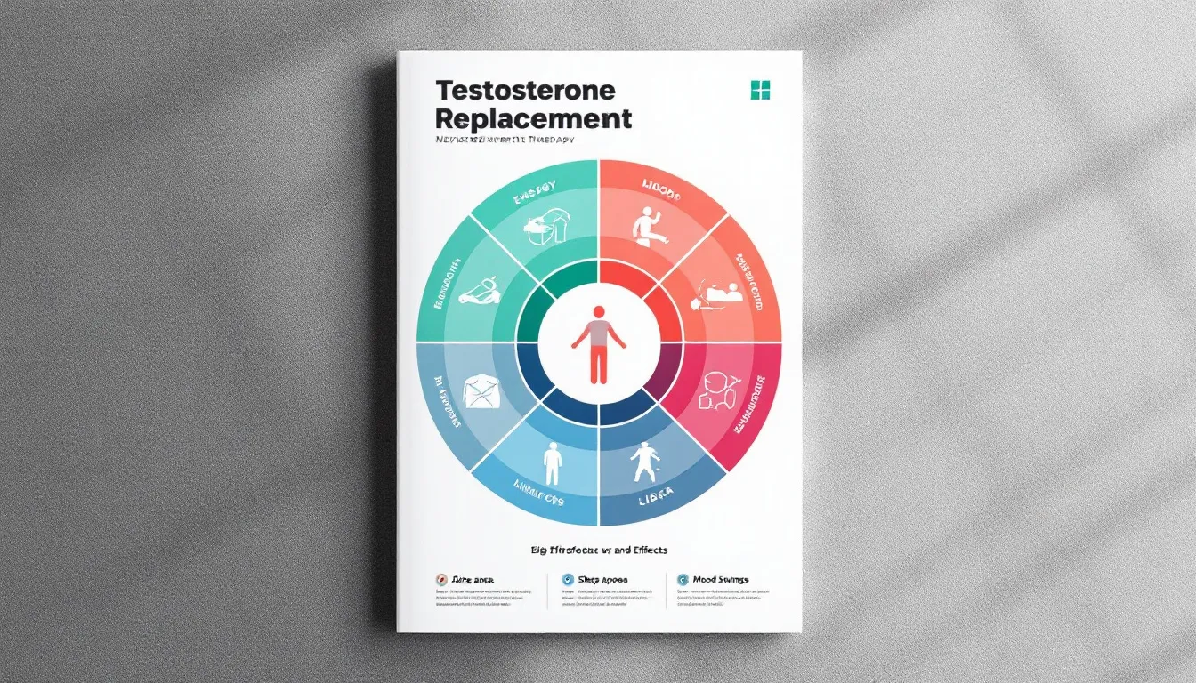 A chart illustrating the risks and side effects associated with testosterone replacement therapy.